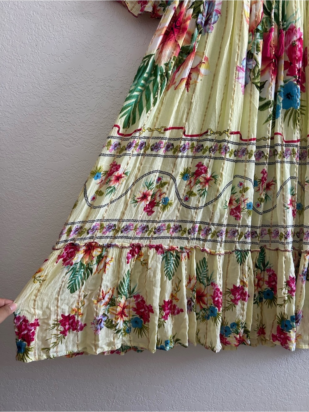 Me 2 Magic Pale Yellow Coastal Boho Tropical Floral Print Half Sleeve Maxi Dress - Picture 6 of 9